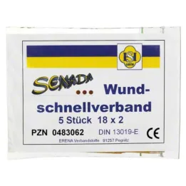 Senada hurtig sårbandasje 2x18 cm, 5 stk