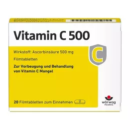 VITAMIN C 500 filmdrasjerte tabletter, 20 stk