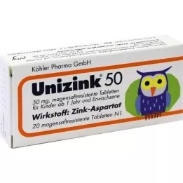 UNIZINK 50 gastrisk -resistente tabletter, 20 stk