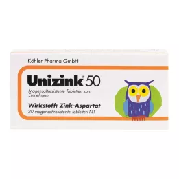 UNIZINK 50 gastro-resistente tabletter, 20 stk