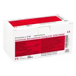 ISOTONISCHE NaCl-løsning 0,9 % Eifelfango Inj.-Lsg., 50X2 ml