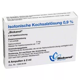 ISOTONISCHE Saltoppløsning 0,9 % Biokanol ampuller, 6X2 ml