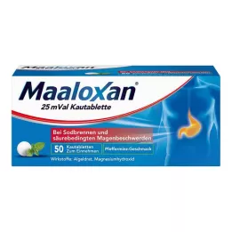 MAALOXAN 25 mVal tyggetabletter, 50 stk