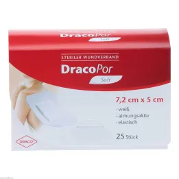 DracoPor Soft hvit sårbandasje 7,2x5 cm steril, 25 stk