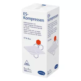 ES-KOMPRESSEN usteril 5x5 cm 8-veis, 100 stk