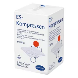 ES-KOMPRESSEN ikke-steril 7,5x7,5 cm 8-veis, 100 stk