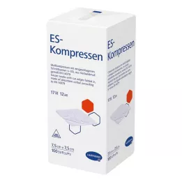 ES-KOMPRESSEN ikke-steril 7,5x7,5 cm 12-veis, 100 stk