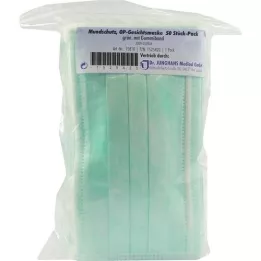 MUNDSCHUTZ OP-Face Mask M.Gummiband Grün, 50 stk