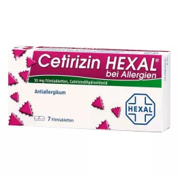 CETIRIZIN HEXAL Filmdrasjerte tabletter for allergi, 7 stk