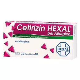 CETIRIZIN HEXAL Filmdrasjerte tabletter for allergi, 20 stk