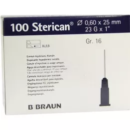 STERICAN Cannulas Luer-Lok 0,60x25 mm gr.16 Blå, 100 stk