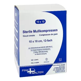 MULLKOMPRESSEN 10x10 cm steril 12 ganger, 10X10 stk