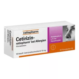 CETIRIZIN-ratiopharm for allergier 10 mg filmdrasjerte tabletter, 50 stk