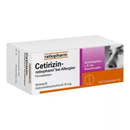 CETIRIZIN-ratiopharm for allergier 10 mg filmdrasjerte tabletter, 100 stk