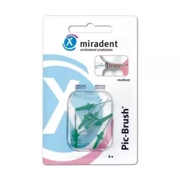 MIRADENT Interd.Pic-Brush erstatningsbørste medium grønn, 6 stk