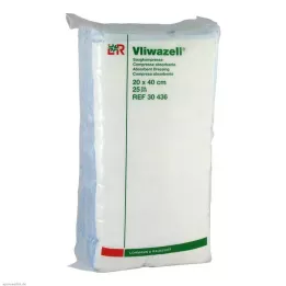 VLIWAZELL Absorberende kompresser usterile 20x40 cm, 25 stk