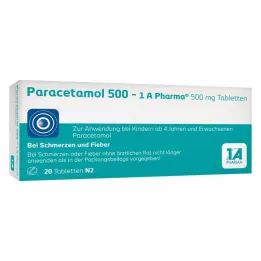 PARACETAMOL 500-1A Pharma Tabletter, 20 stk