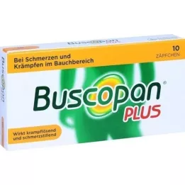 BUSCOPAN pluss 10 mg/800 mg stikkpiller, 10 stk