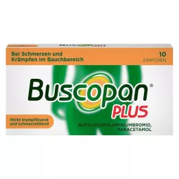 BUSCOPAN pluss 10 mg/800 mg stikkpiller, 10 stk