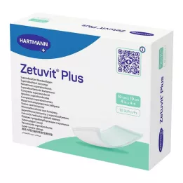 ZETUVIT Pluss ekstra sterk absorberende kompress steril 10x10 cm, 10 stk