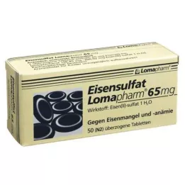 EISENSULFAT Lomapharm 65 mg drasjerte tabletter, 50 stk
