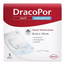 DRACOPOR vanntett sårbandasje 8x10 cm steril, 5 stk