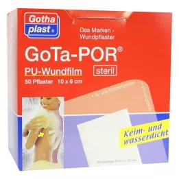 GOTA-POR PU Sårfilm 10x6 cm steril plaster, 50 stk