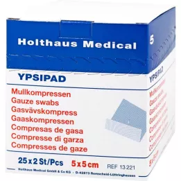 MULLKOMPRESSEN Ypsipad 5x5 cm steril 8-lags, 25X2 stk