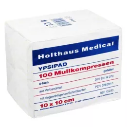 MULLKOMPRESSEN Ypsipad 10x10 cm ikke-steril 8-lags, 100 stk