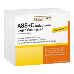 ASS + C-ratiopharm mot smerte brusetabletter, 20 stk