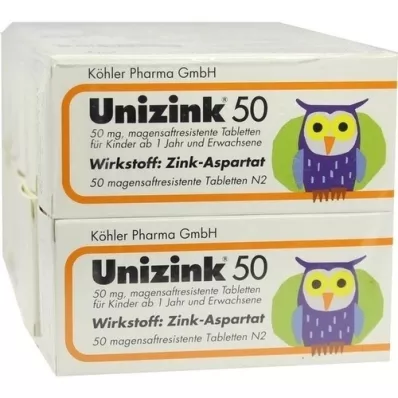 UNIZINK 50 gastrisk -resistente tabletter, 10x50 stk