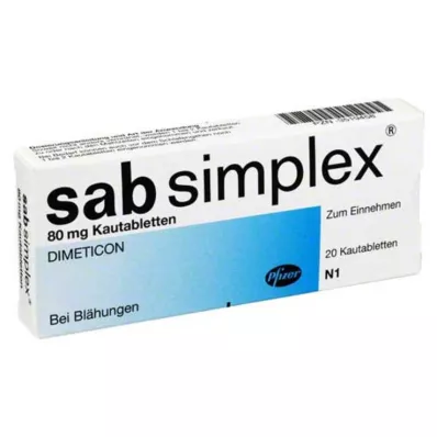 SAB simpleks tyggetabletter, 20 stk