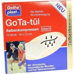 GOTA TÜL Salvekomprimerer 7,5x10 cm sterile, 10 stk