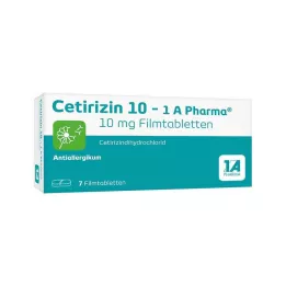 CETIRIZIN 10-1A Pharma filmdrasjerte tabletter, 7 stk