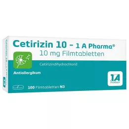 CETIRIZIN 10-1A Pharma filmdrasjerte tabletter, 100 stk