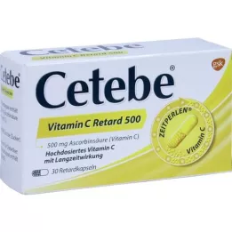 CETEBE Vitamin C retard kapsler 500 mg, 30 stk