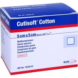 CUTISOFT Bomullskompress 5x5 cm steril 12-lags, 25X2 stk
