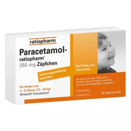 PARACETAMOL-ratiopharm 250 mg stikkpiller, 10 stk