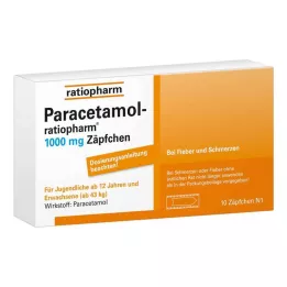 PARACETAMOL-ratiopharm 1000 mg stikkpiller, 10 stk