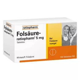 FOLSÄURE-RATIOPHARM 5 mg tabletter, 100 stk