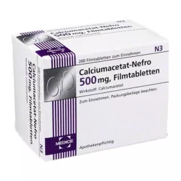 CALCIUMACETAT NEFRO 500 mg filmdrasjerte tabletter, 200 stk