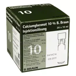 CALCIUMGLUCONAT 10 % MPC Injeksjonsløsning, 20X10 ml