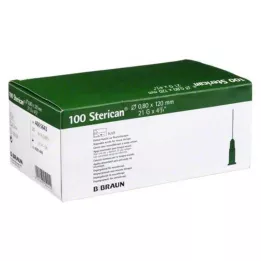 STERICAN Kanyler 21 Gx4 4/5 0,8x120 mm, 100 stk