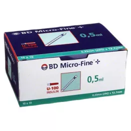 BD MICRO-FINE+ Insulinsprøyte 0,5 ml U100 12,7 mm, 100X0,5 ml