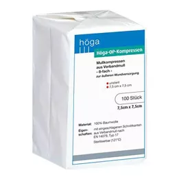 HÖGA-KOMPRESSEN OP 7.5x7.5 cm UNTERTIL 8 -FOLD, 100 stk
