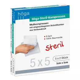 HÖGA-KOMPRESSEN 5x5 cm steril 8-veis, 5X2 stk