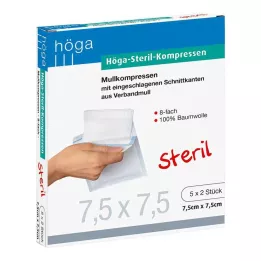 HÖGA-KOMPRESSEN 7,5x7,5 cm sterilt 8 ganger, 5x2 stk