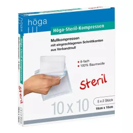 HÖGA-KOMPRESSEN 10x10 cm steril 8-veis, 5X2 stk