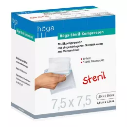HÖGA-KOMPRESSEN 7,5x7,5 cm steril 8-veis, 25X2 stk
