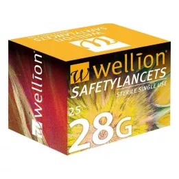 WELLION Sikkerhetslansetter 28 G Sikkerhet engangslansetter, 25 stk